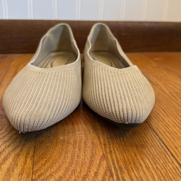 Tingrise Women's Tan Pointed Toe Knit Dressy Slip On Ballet Flats Size 9.5 - Picture 4 of 8